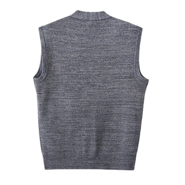 BONSIR  -  Autumn Winter Men's Knitted Warm Vests Mens Retro Button V-Neck Jumper Knitted Waistcoats Men Sweater Vest Jackets Clothing